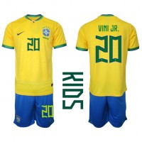 Camisa de time de futebol Brasil Vinicius Junior #20 Replicas 1º Equipamento Infantil Mundo 2022 Manga Curta (+ Calças curtas)